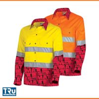 TRU Womens Lightweight MATES Vented Hi-Vis Drill Shirt with Reflective Tape