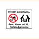 General Sign - Prevent Back Injury