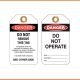 Danger: Do Not Operate Heavy Duty PVC Tags - Pk/25